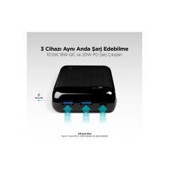 Ttec 2BB186S PowerSlim Pro LCD 20.000 mAh PD 20W Taşınabilir Şarj Aleti / Powerbank USB-C Giriş/Çıkış